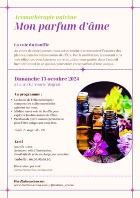 Stage Aromathérapie uniciste - Mon parfum d'ame - octobre 2024 à Lauris