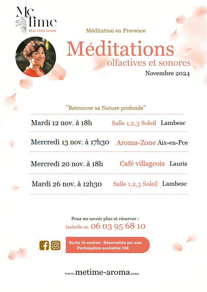 Méditation en Provence, en novembre à Lambesc, Aix et Lauris. 