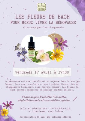 Fleurs de Bach et ménopause chez Infuse Montpellier le 17 avril 2026