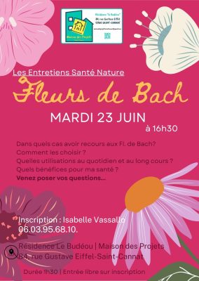 Atelier Fleurs de Bach à la Maison des projets de Saint-Cannat mardi 23 juin 2026